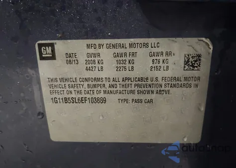 2014 Chevrolet Malibu 1Ls from USA, damaged, VIN 1G11B5SL6EF103889